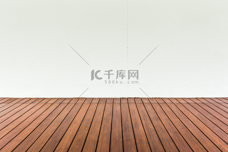 木板地板和白墙，可用作复古背景