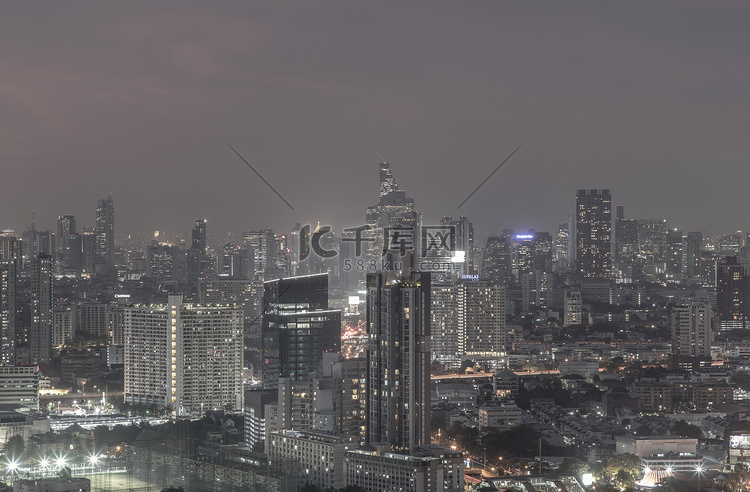 曼谷市中心的城市景观在商业区，