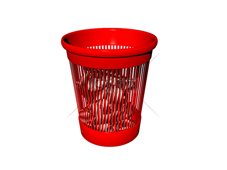 红色圆柱形塑料垃圾桶