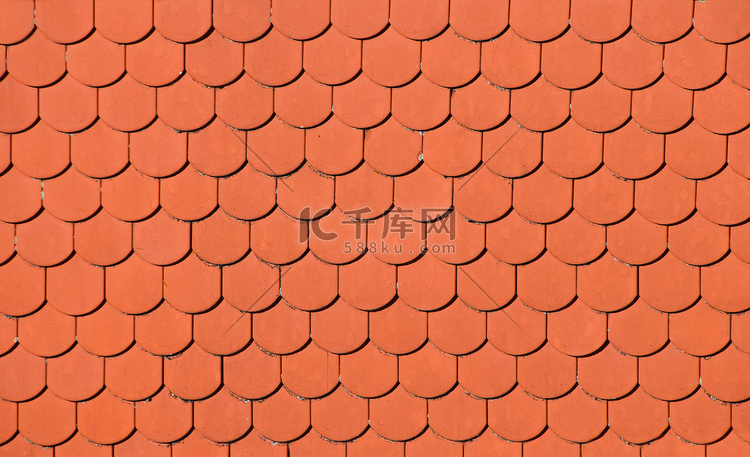 红棕色陶瓷屋顶瓦片图案背景
