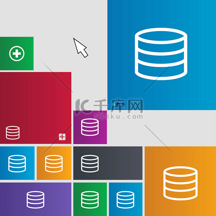 硬盘和数据库图标符号。