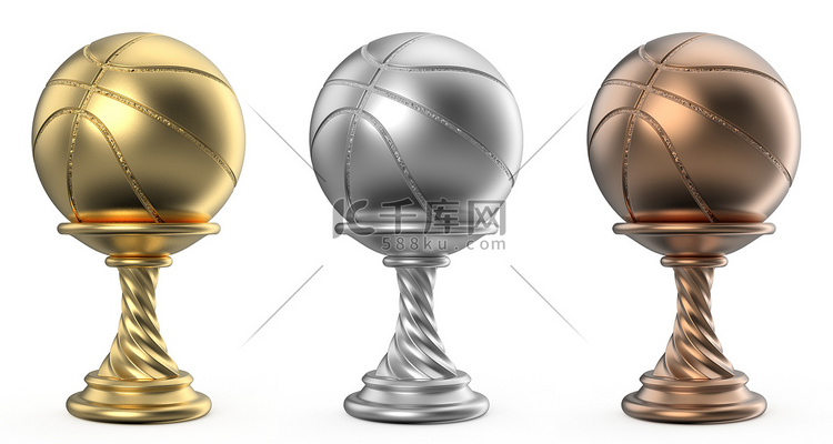 金银铜奖杯 BASKETBALL 3D
