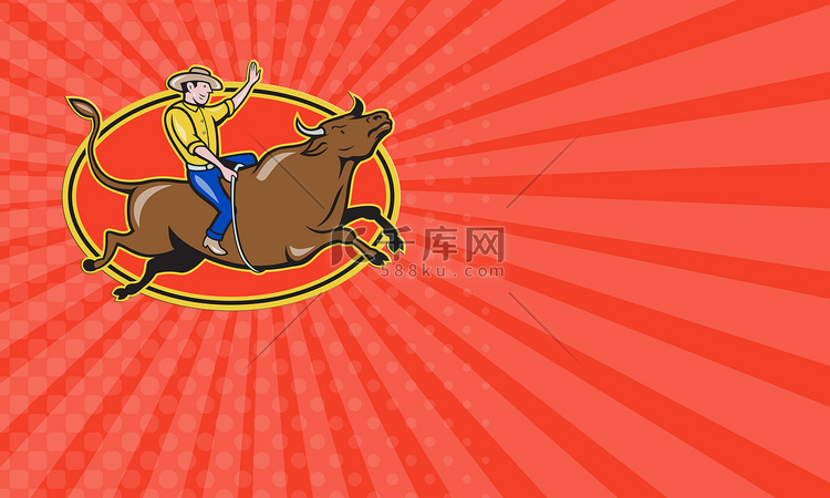 名片 Rodeo Cowboy Bull Riding Retro