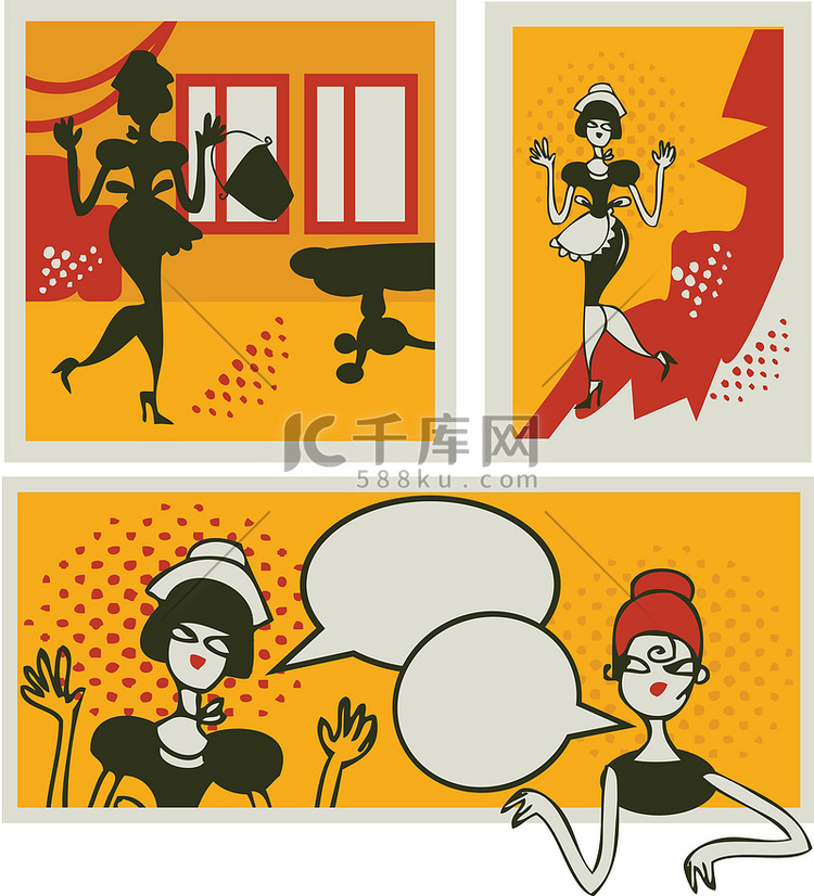 复古女人女孩广告版式设计模板集