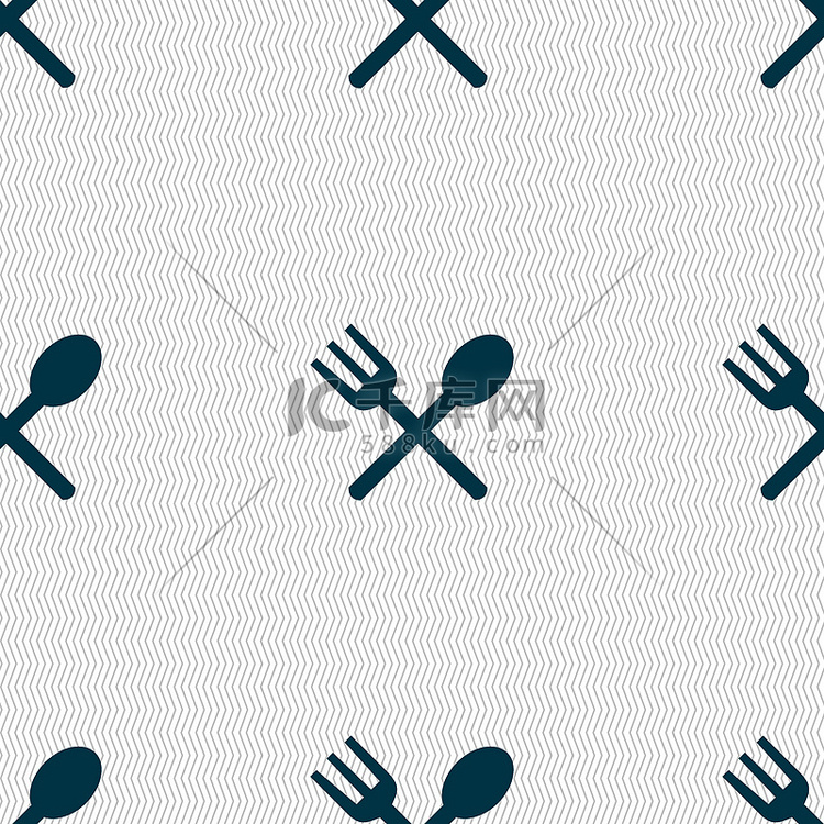 叉子和勺子交叉，餐具，吃图标标