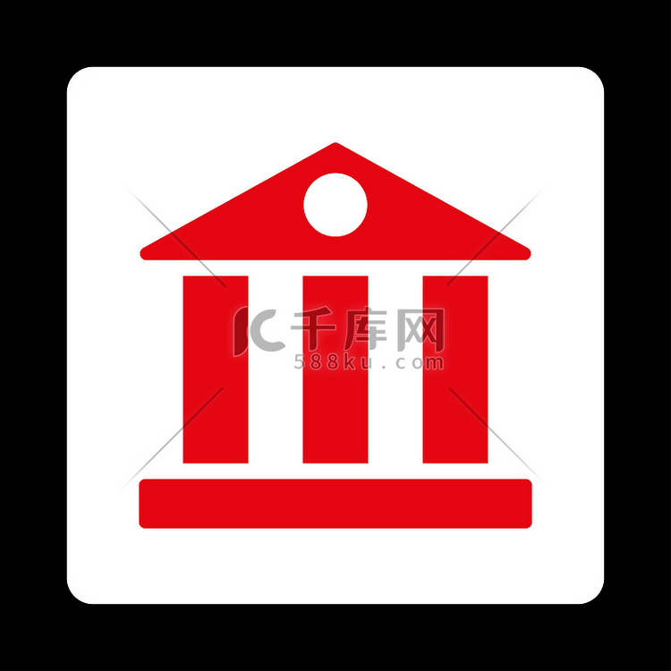 银行平面红色和白色颜色圆形按钮