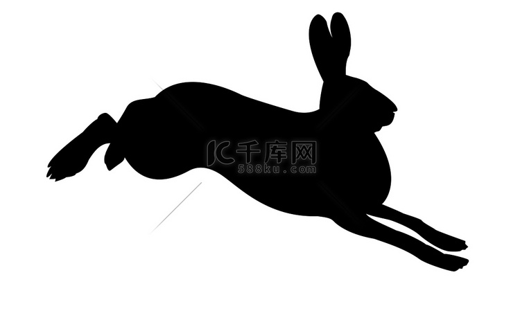 白色背景下兔子的矢量剪影