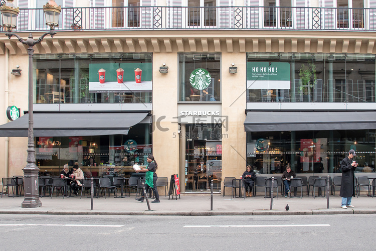 法国巴黎星巴克店，巴黎“Rue