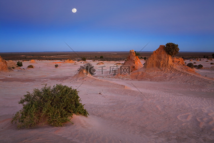 黎明时分的沙漠景观