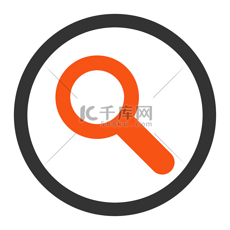 搜索平面橙色和灰色圆形光栅图标
