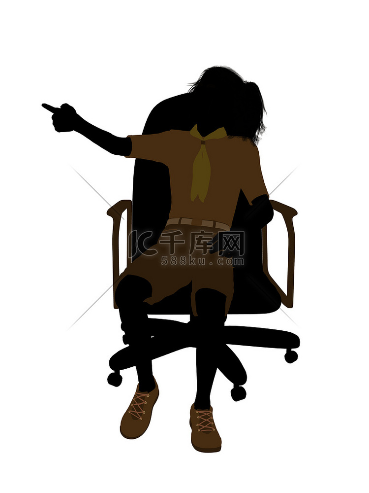 坐在椅子上的女童子军插画剪影