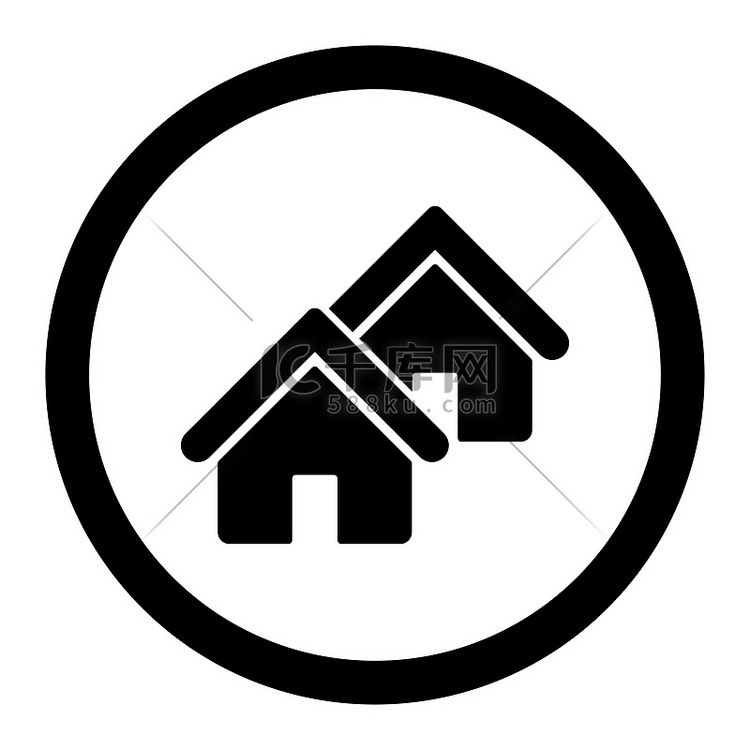 房地产平面黑色圆形字形图标