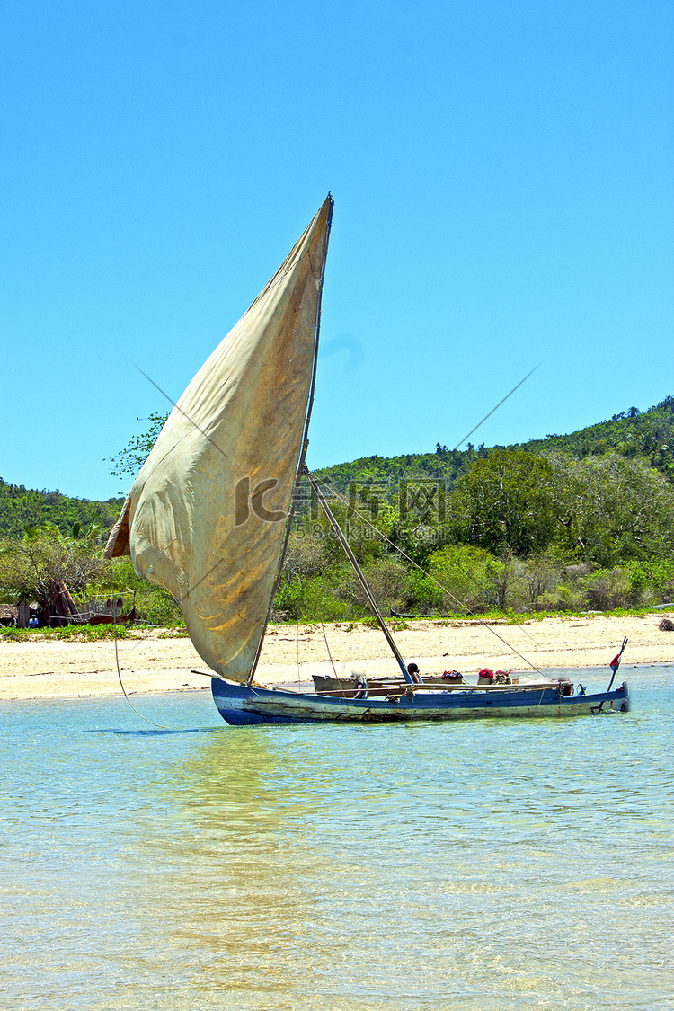 独木舟海滩海藻在印度洋马达加斯