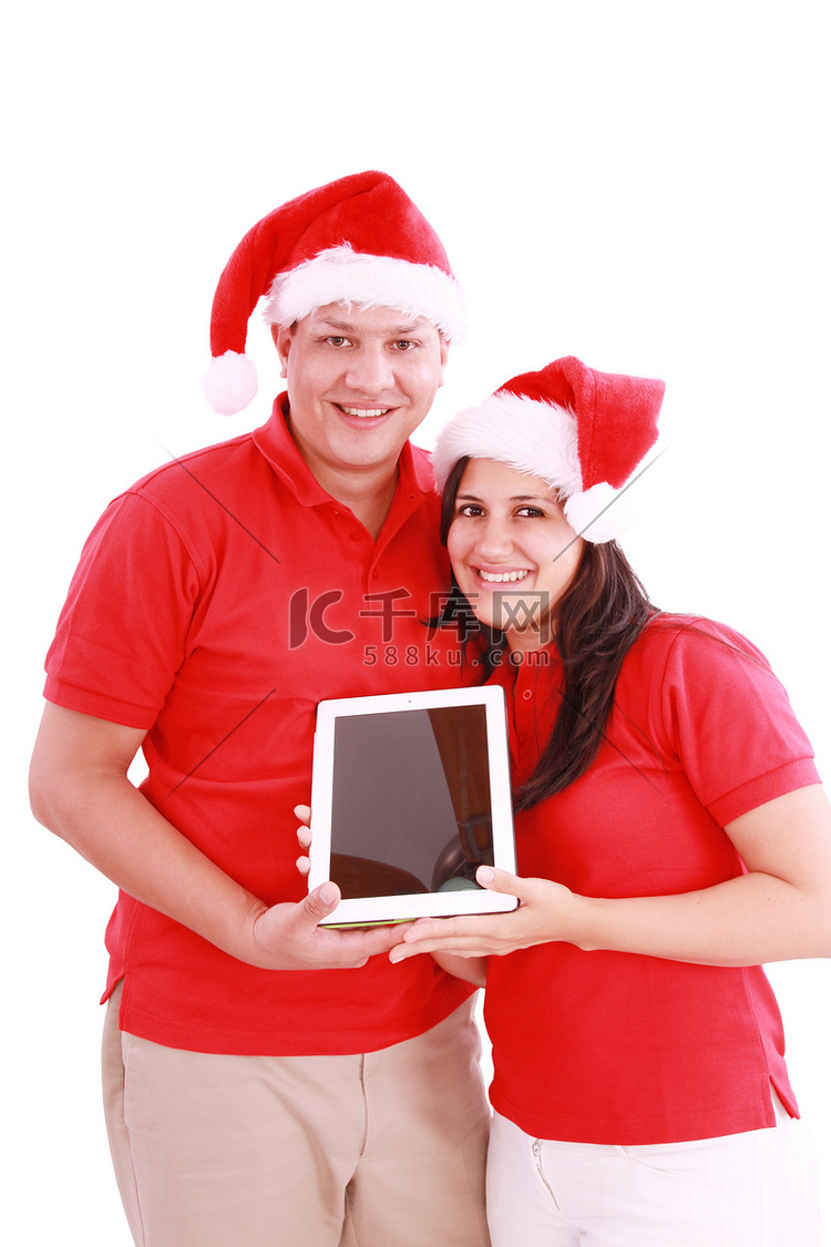 夫妇在圣诞节享受他们的新触摸板