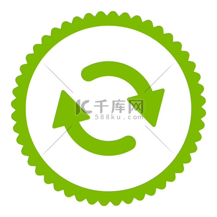 刷新平面生态绿色圆形邮票图标