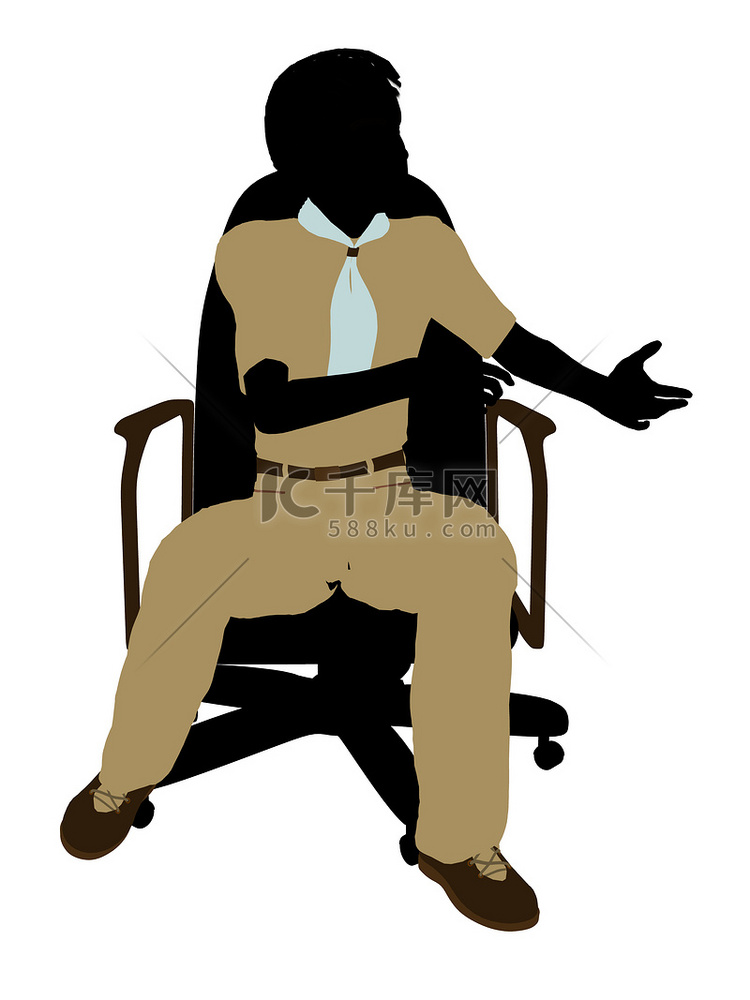 坐在椅子上的童子军插图剪影
