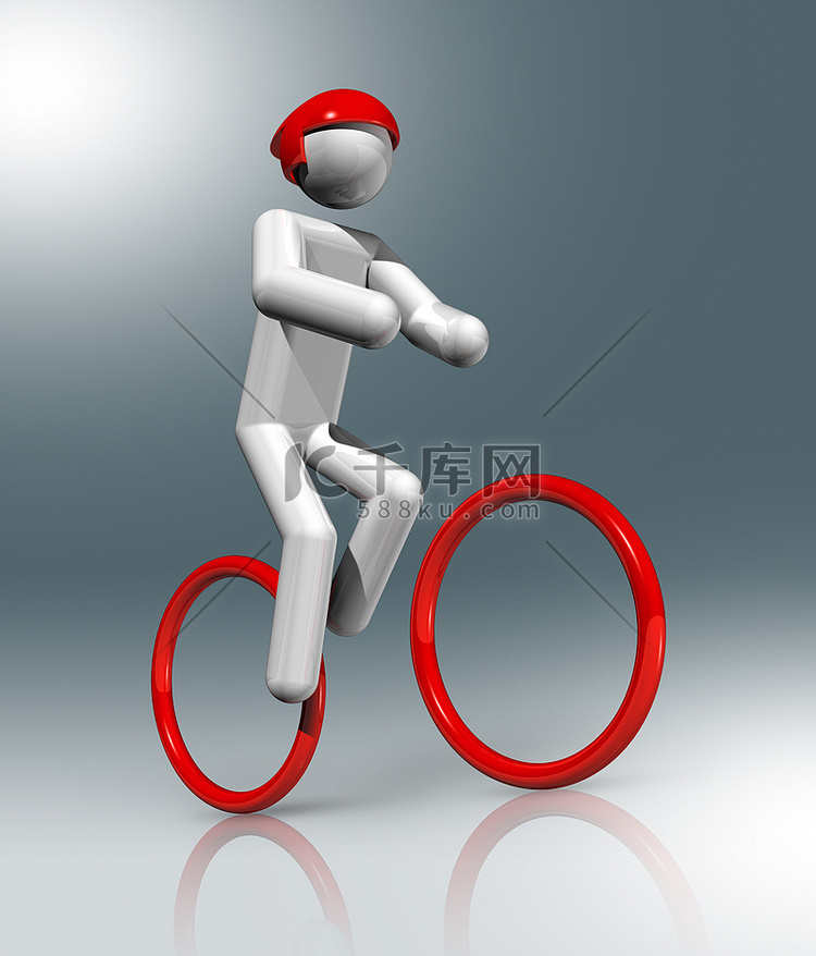 骑自行车的登山车 3D 符号，
