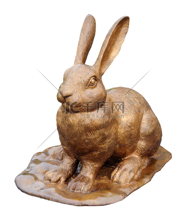 孤立的金兔雕塑