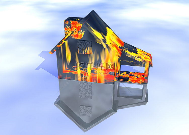 黑色油性房屋着火房屋模型