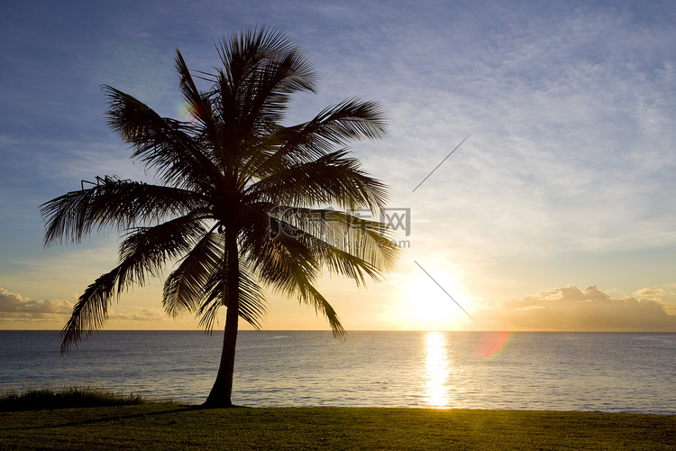 在加勒比海，巴巴多斯的日落
