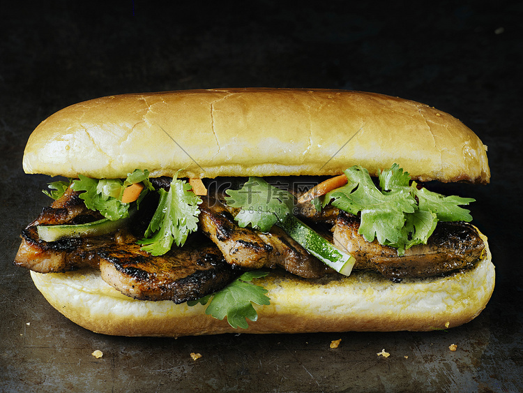 质朴的越南 bahn mi 猪肉三明治