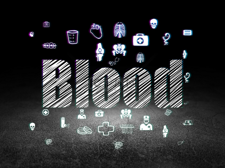 医疗保健概念：垃圾暗室中的血液