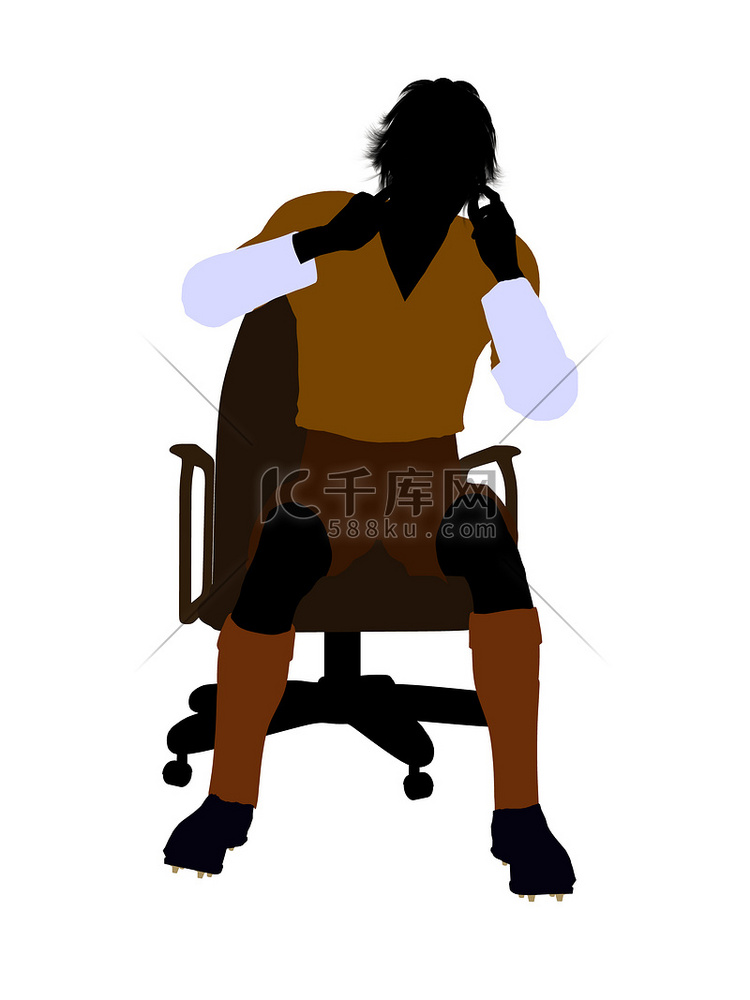 坐在椅子上的男足球运动员插画剪