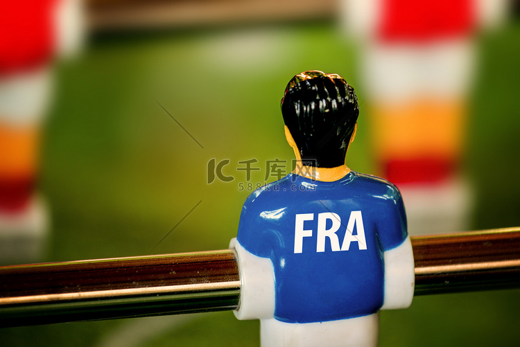 法国国家球衣上的老式桌上足球，