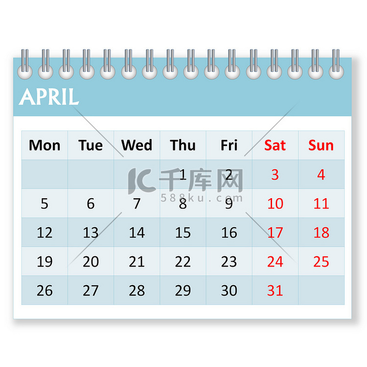 4 月的日历表