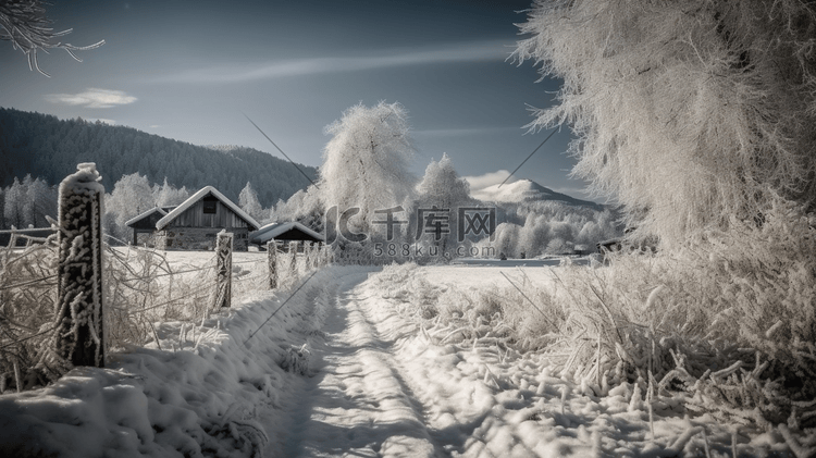 奥地利阿尔卑斯山的雪覆盖道路清