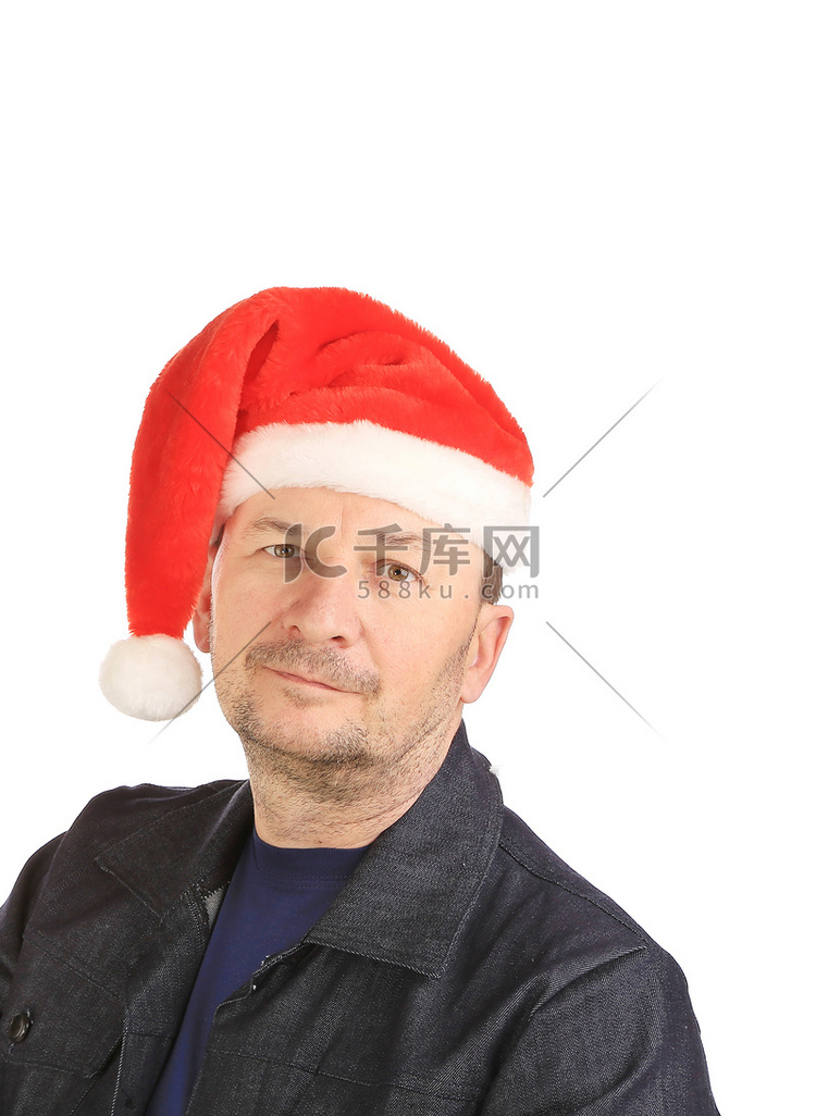 关闭圣诞老人的帽子的人。