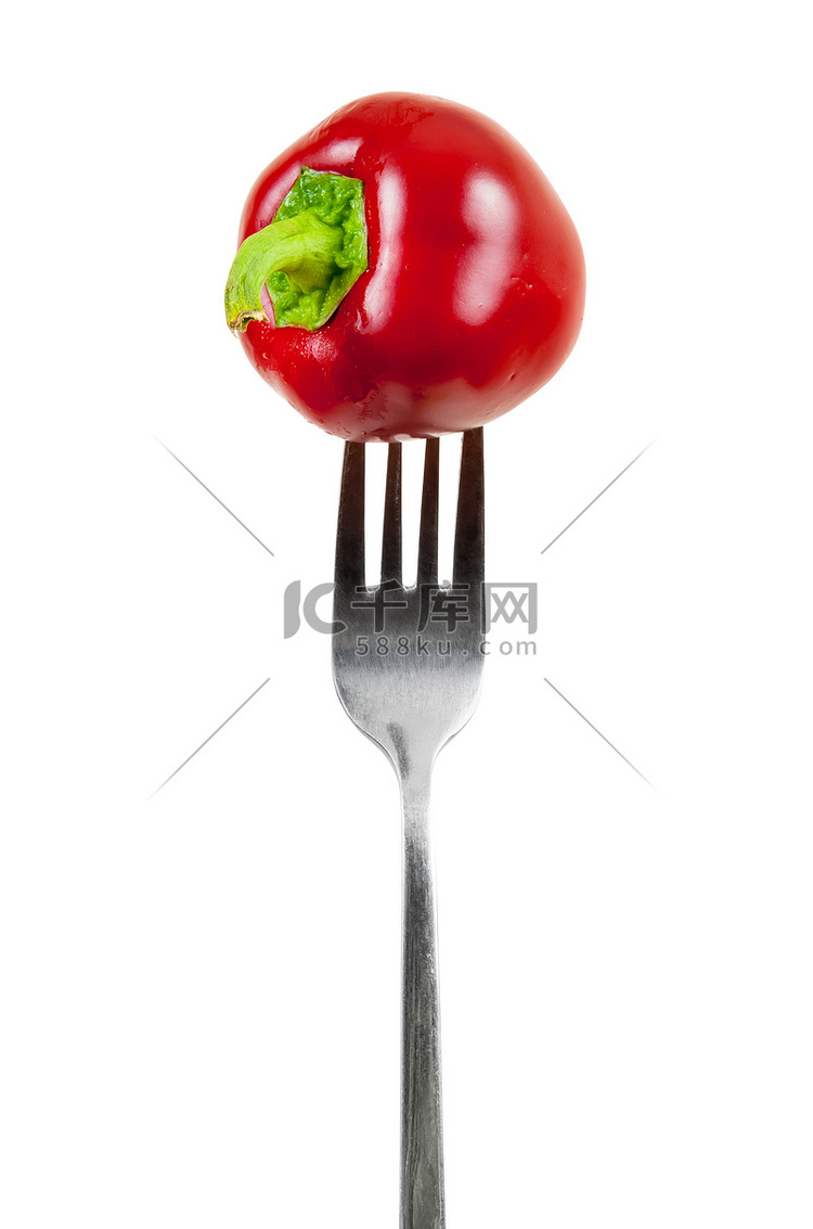 叉子上的小红辣椒
