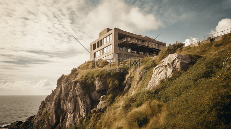 白天悬崖上的棕色混凝土建筑