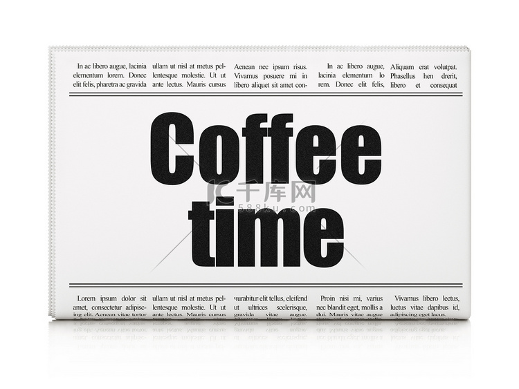 时间概念：报纸大标题咖啡时间
