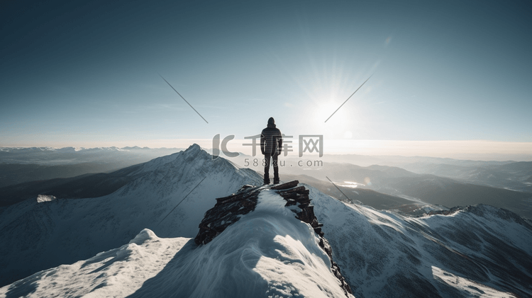 站在白雪覆盖的山顶上的人