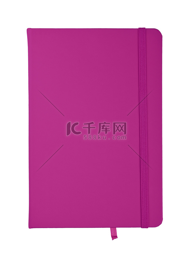 孤立在白色的紫色皮革封面笔记本