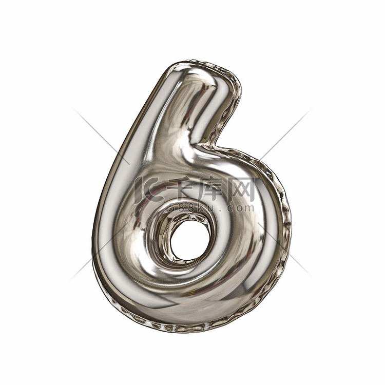 银箔气球字体编号 6 SIX 3D