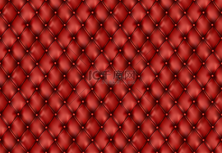 簇绒皮革红色家具无缝图案背景。