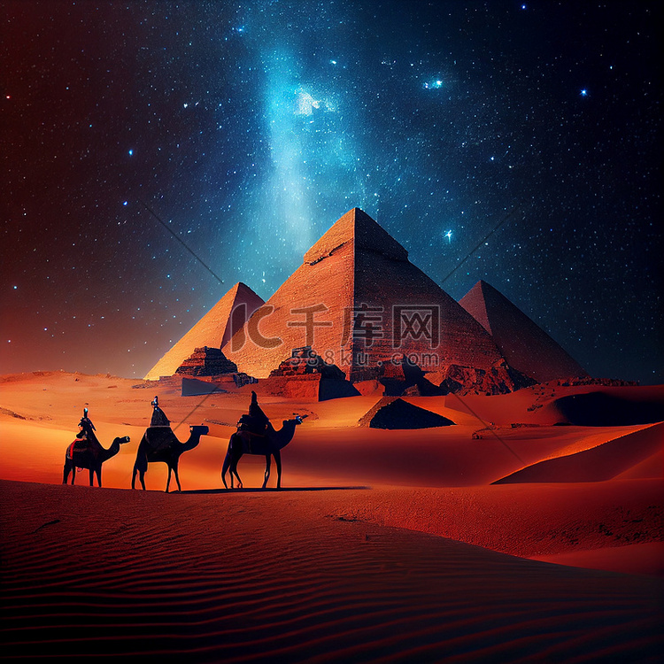 晚上在埃及的吉萨金字塔。
