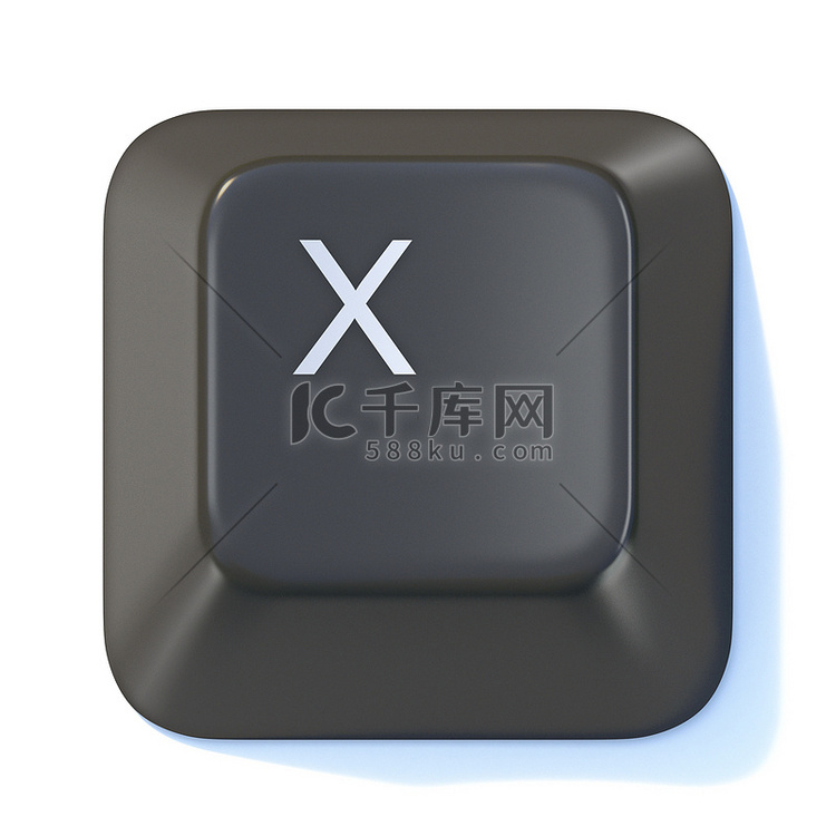 黑色电脑键盘按键 Letter X 3D