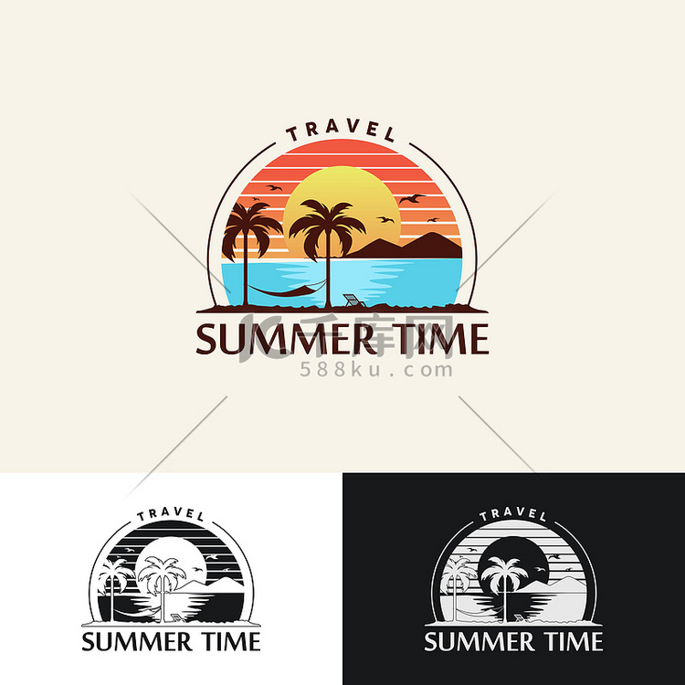 夏季旅行和度假商务矢量标志设计