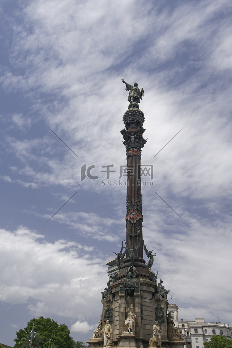 哥伦布纪念碑，巴塞罗那日景。