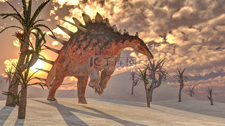 Kentrosaurus 恐龙 - 3D 渲染