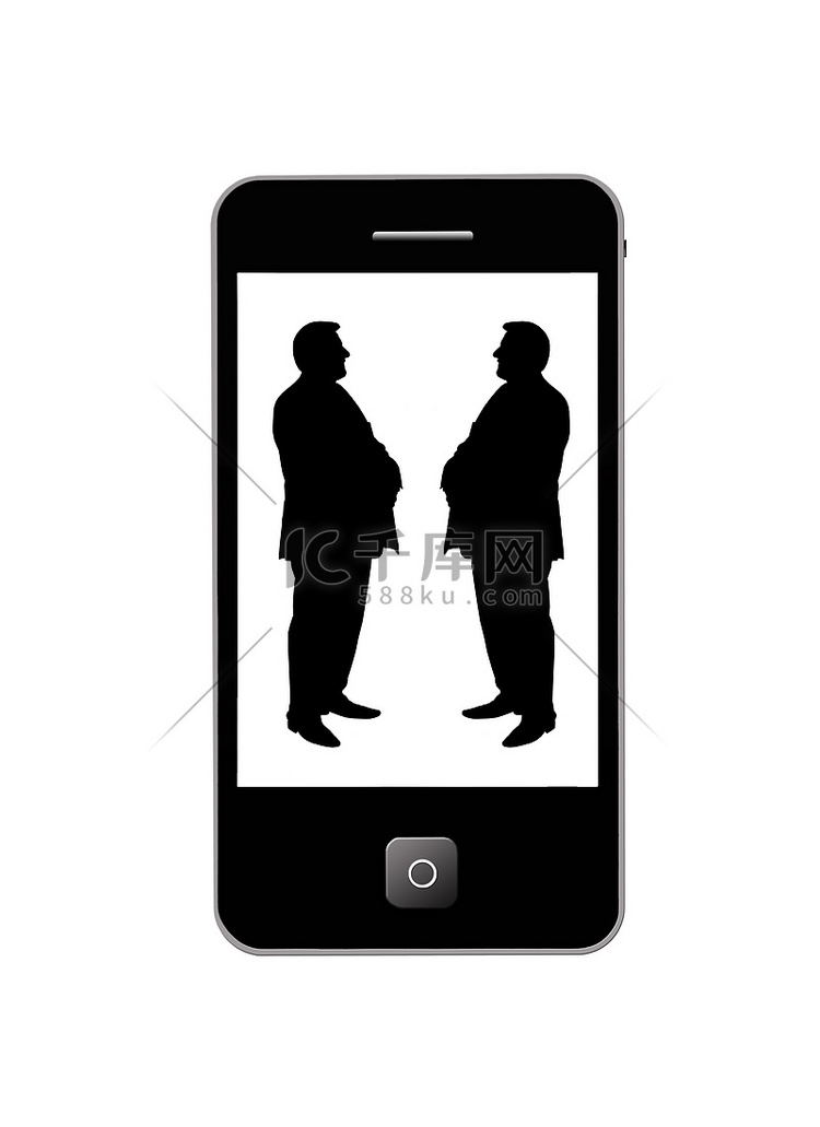 有两个男人剪影的现代手机