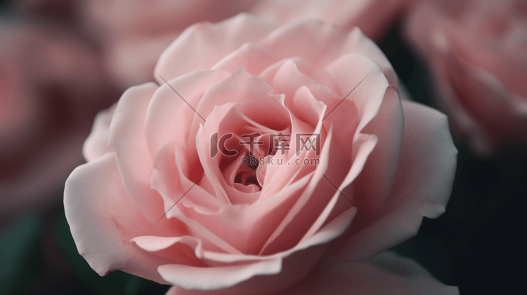 梦幻浪漫的粉色玫瑰插画