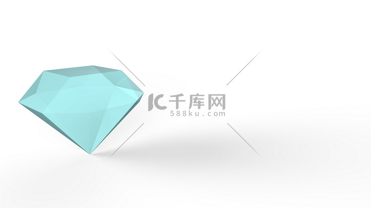 钻石透明宝石水晶 3d 浅蓝色