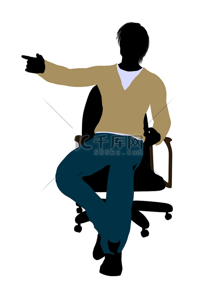 穿着休闲装的男性坐在椅子上插画