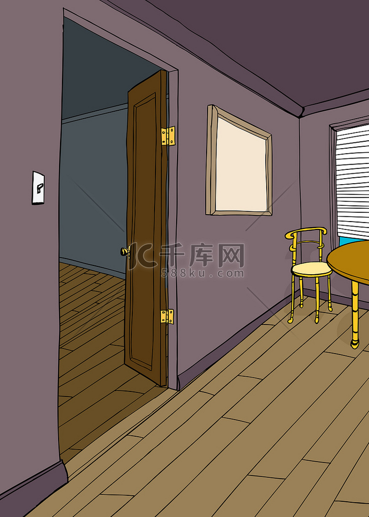 带家具的紫色房间