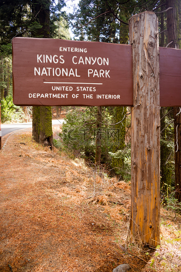 国王峡谷国家公园入口标志美国内
