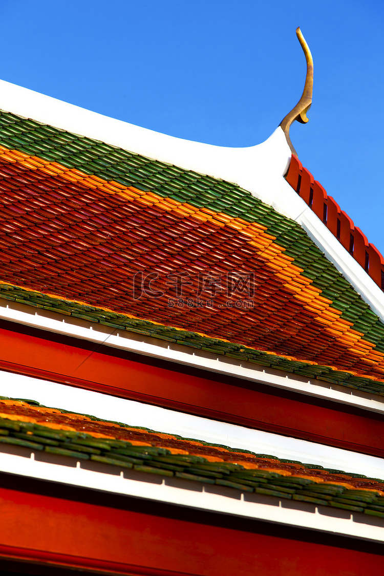 泰国抽象颜色屋顶曼谷和天空
